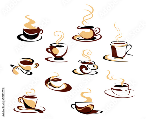 Naklejka dekoracyjna Coffee cups set