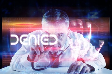 Poster - Composite image of mature businessman running diagnostics