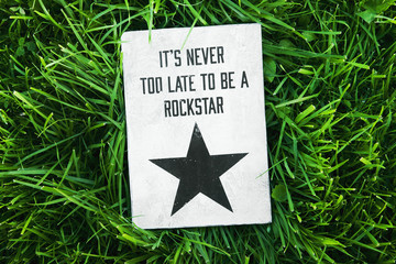 Wall Mural - inspirational funny poster- quote NEVER LATE TO BE ROCKSTAR