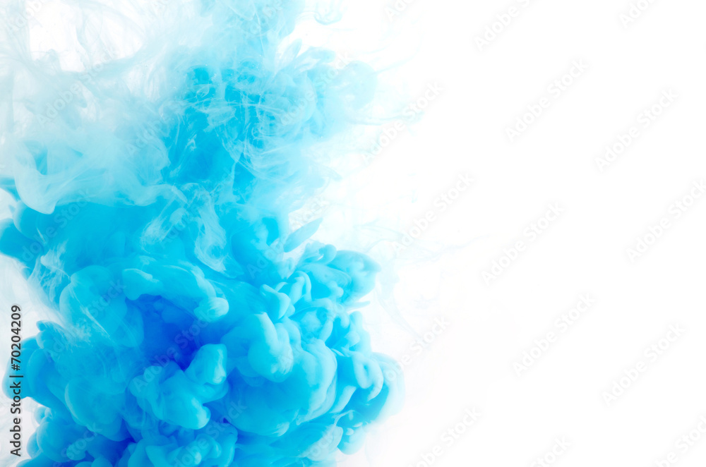 Cloud of ink in water isolated on white - obrazy, fototapety, plakaty 