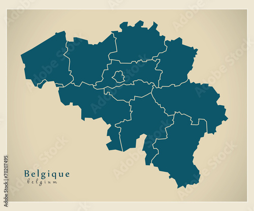 Fotomural Moderne Landkarte - Belgien BE
