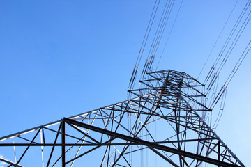 Towering Steel Pylon Supporting Electric Power Cables