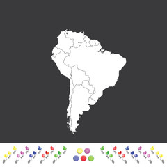 Wall Mural - Outline on clean background of the continent of South America