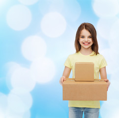 Sticker - smiling little girl in white blank t-shirt