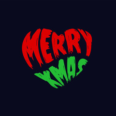Wall Mural - Merry Christmas typography in heart shape splatter style
