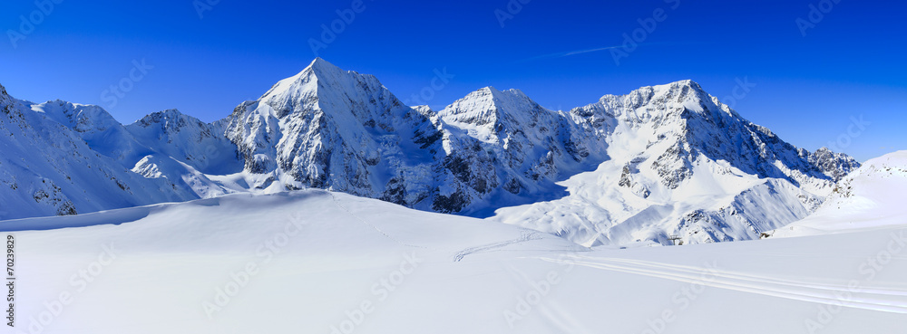 Winter mountains, panorama - Italian Alps - obrazy, fototapety, plakaty 