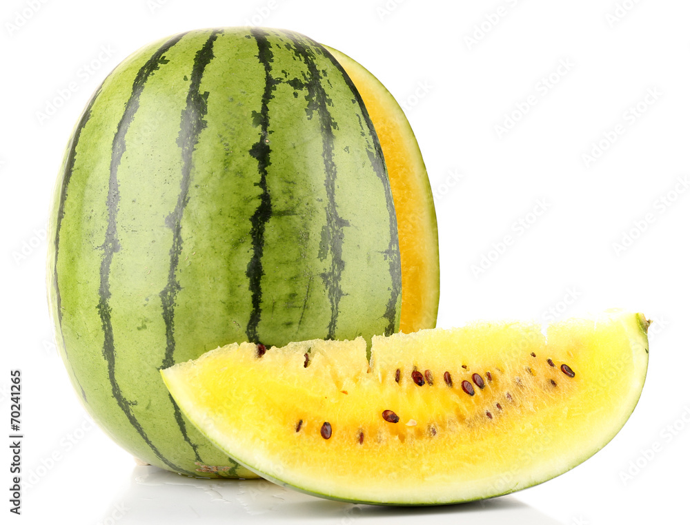 Yellow watermelon isolated on white