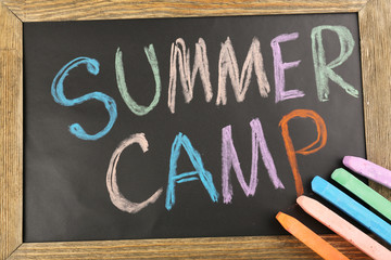 Wall Mural - text summer camp written with chalk