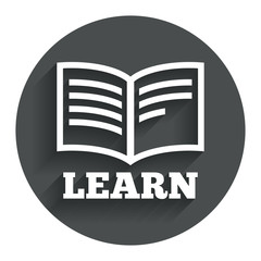 Learn Book sign icon. Education symbol.