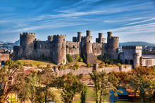 Conwy Castle In Wales, United Kingdom, Series Of Walesh Castles