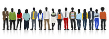 Silhouettes Of Casual People In A Row