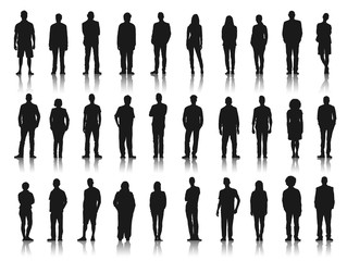 Poster - Silhouettes of Business People in a Row