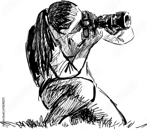 Naklejka - mata magnetyczna na lodówkę sketch of a photographer