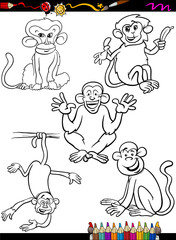 Wall Mural - cartoon monkeys coloring book