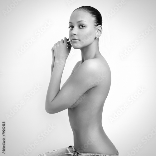 Plakat na zamówienie Black and white photo of beautiful woman.
