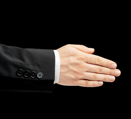 Wall Mural - Caucasian male hand in a business suit isolated