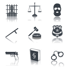 Sticker - Law and justice icons black