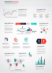 Poster - Flat infographics set. World Map and Information Graphics