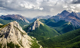 Fototapeta  - Mountain range landscape view in Jasper NP, Canada