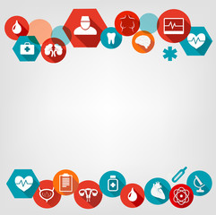 Medical background with colorful icons. Vector.