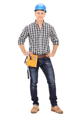 Poster - Full length portrait of a construction guy