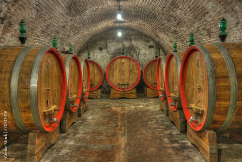 Fototapeta do kuchni Cellar with barrels of wine