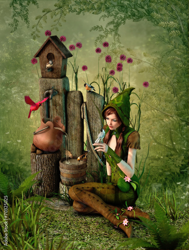 Plakat na papierze fotorealistycznym Birdhouse, 3d cg