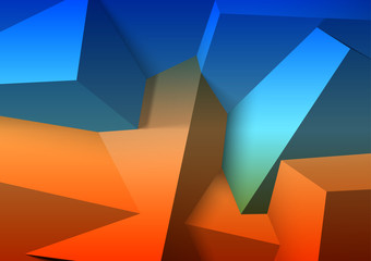 Wall Mural - Abstract background with overlapping blue and orange cubes