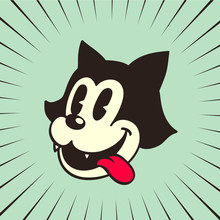 Vintage Toons: Retro Cartoon Character Cat Smiling Tongue Out