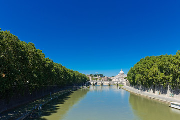 Sticker - View at Tiber and St. Peter's cathedral in Rome, Italy