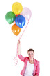 © Wisiel - woman with balloons over white background smiling