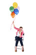 © Wisiel - woman with balloons over white background smiling