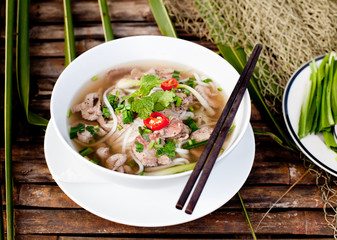 Wall Mural - Traditional Vietnamese beef soup pho