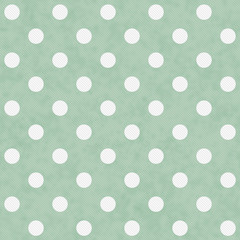 Wall Mural - Green and White Large Polka Dots Pattern Repeat Background