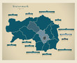 Moderne Landkarte - Steiermark AT