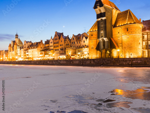 Naklejka samoprzylepna Rzeka moltawa i żuraw gdansk polska. 