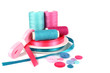ribbons and thread sewing items