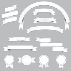 set of blank banners and ribbons with shadows