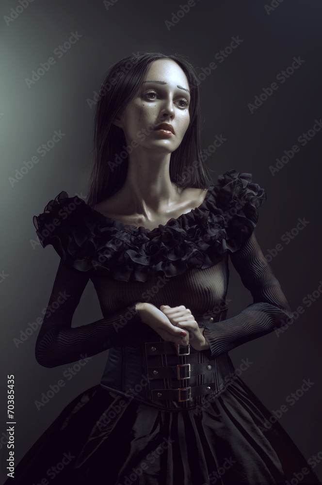 Gothic portrait of mourning woman in black dress Stock Photo | Adobe Stock Gothic portrait of mourning woman in black dress Stock Photo | Adobe Stock