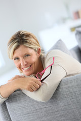 Wall Mural - Portrait of middle-aged woman with eyeglasses