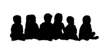 Medium Group Of Children Seated Silhouette 5