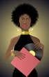 Beautiful african lady with vinyl