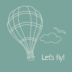 Vector illustration of hand drawn hot air balloon