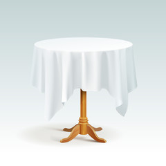 Wall Mural - Vector Empty Wood Round Table with Tablecloth