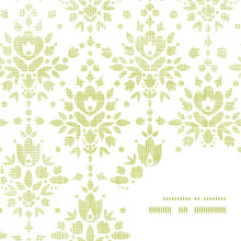 Vector Green Textile Damask Flower Frame Corner Pattern