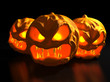 Halloween monster pumpkins. Fantasy 3d illustration.