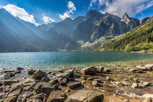 Naklejka samoprzylepna Zielona woda górskie jezioro morskie oko, tatry, polska