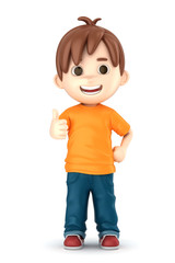 Wall Mural - 3D render of a boy showing ok sign