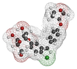 Sticker - Empagliflozin diabetes drug molecule.