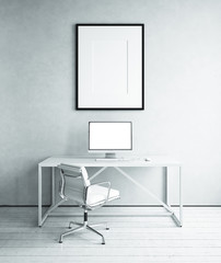 Wall Mural - Workplace in white room